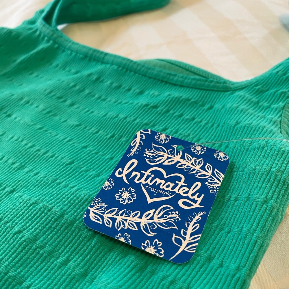 Free People Teal Ribbed Tank Top